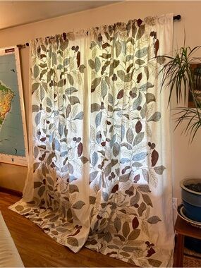 IKEA Stockholm Blad Botanical Leaf Print Drapery Panel Set of two